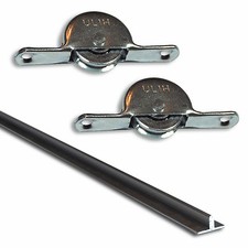 Schiebetürsystem Möbel Bodenschiene 3 Längen und Stahlrolle - einzeln und im Set