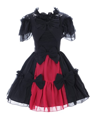 656 schwarz rot chiffon - schwarz,