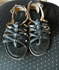 Sandale, Zehentrenner ,Leder schwarz Gr. 39