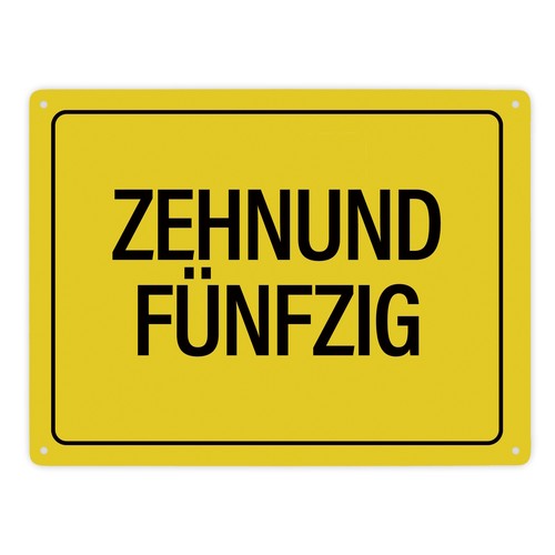 Zehnundfünfzig metallschild - zehnundfünfzig,