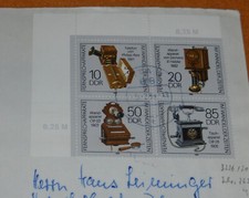 DDR MiNr 3226-29 Fernsprechapparat 4er Block Eckrand Zusammendruck Zittau 1989