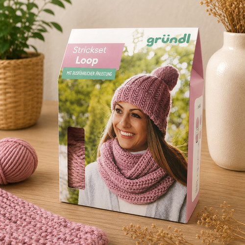 Strickset loop rosa diy - strickset,