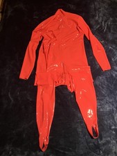 Latex Catsuit Fußsteg Gr XL Rot