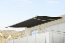 Kassettenmarkise H122, Elektrische Markise Vollkassette 4x3m Polyester Anthrazit