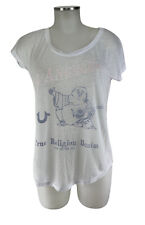 True Religion T-Shirt XS Damen weiß mit Print oversized leicht transparent top