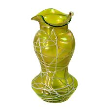 Vase aus hellgrünem Glas mit netzartiger Fadenauflage, Kralik um 1900-10