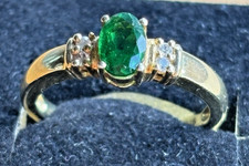 Ring Gr. 17  (54) Sterlingsilber 925 vergoldet mit Chromdiopsid grün + Zirkonia