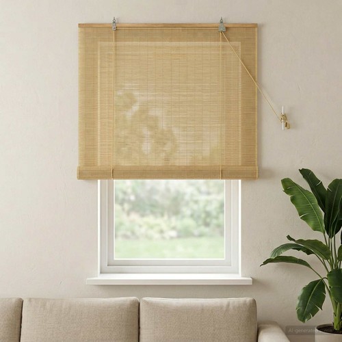 Rollo verstellbar natur bambus - rollo,