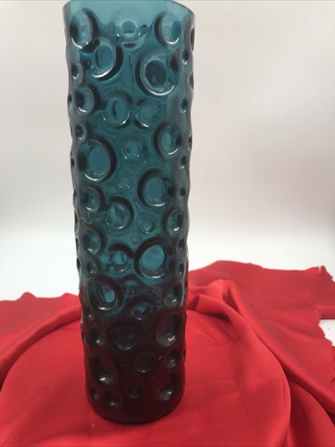 Vintage blaue bubbel glasvase - vintage,