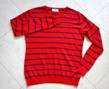 Peter Hahn Damen Pullover Pulli  Gr 40 L  Kaschmir 100% rot navy gestreift