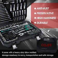 218tlg Ratschenkasten Steckschlüssel Satz Cr-V Knarrenkasten1/2 1/4 3/8" Bitsatz