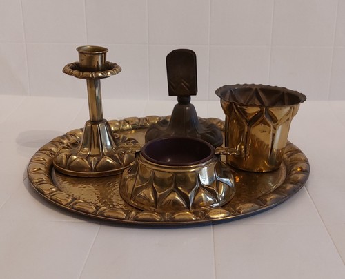 Art deco raucher set messing - art,