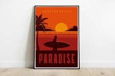 Surfing Beach Paradise Retro