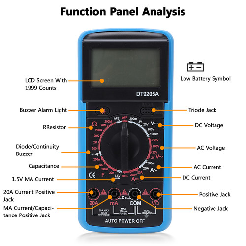 Digital multimeter dt9205a - digital,