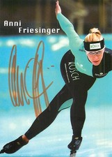 Anni Friesinger Autogrammkarte - Eisschnelllauf Weltrekordlerin 1500m