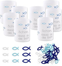 Windlicht Tischdeko Holzfische Streudeko Taufe Kommunion Konfirmation Blau