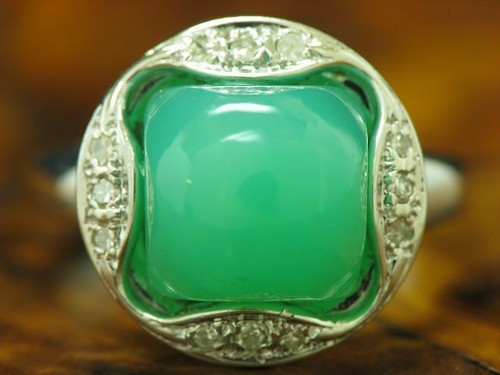 14kt 585 white gold - ring, with