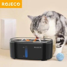 ROJECO Kabelloser Wasserbrunnen 2.5L – Dual-Schalen für Hunde & Katzen