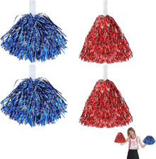 Cheerleader Pompons 4 Stück Metallic Pompoms Sport Karneval Wettbewerb