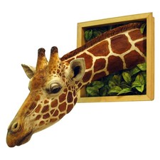3D Giraffe Kopf Kunst Skulptur Wanddekoration Wildlife Tier Statue Deko NEU