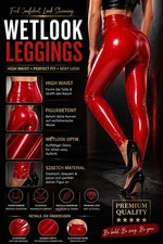 Damen wetlook leggings rot - wetlook,