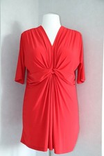 ML MANOU LENZ stretch long TUNIKA Shirt Gr. 44 / XL 46 rot NEU drapiert #C