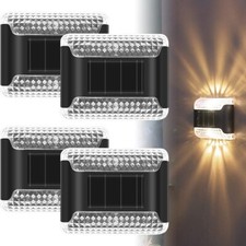 4er LED Solarleuchten Wandlampen Zaunleuchte Gartenleuchte Außen Treppen Lampe