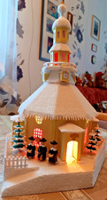 Erzgebirgisches Lichterhaus/ Seiffener Kirche aus Holz mit Licht NEU!