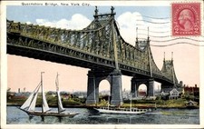 Ak New York City USA, Queensboro Bridge,  Fluss, Segelboote,  - 4863335