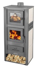 Kaminofen mit Backfach Weiß Holzofen 12,1 kW Kamin Ambasador Ofen