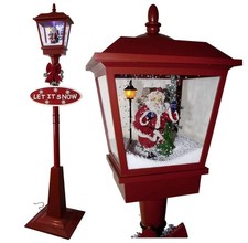 Schneiende LED Laterne 175cm Weihnachtsmann & Tannenbaum mit LED-Licht & Musik