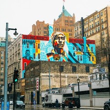 Ausstellungsstück Street Art Fotografie 110x110 Leinwand Pop Art/Druck/XXL Bild