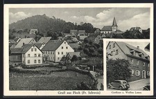 Ansichtskarte Plech /Fr. Schweiz, Gasthaus zum Weißen Lamm, Ortsansicht 