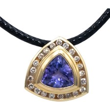 Halskette mit Anhänger 14 Karat Gelbgold Schmuck 1,80 kt Diamant und Tansanit