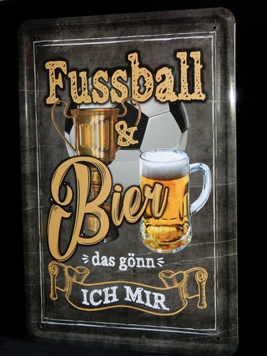 Blechschild fussball bier - blechschild,