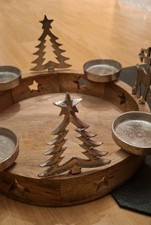 Adventskranz, Holz, Rund