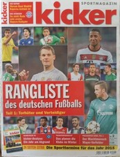 Kicker Sportmagazin Ausg. 29.12.2014 Nr. 2/1. Woche Januar 2015 Rangliste Fußbal