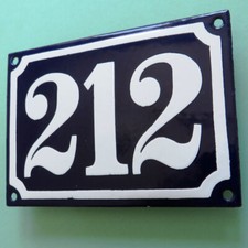 HAUSNUMMER 212 = Antikes Emailschild um 1935 Haustür Eingang Türschild = PERFEKT