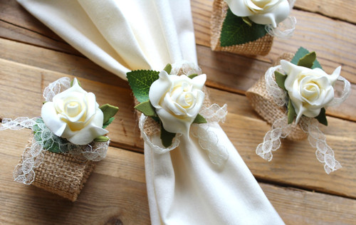 Serviettenringe jute spitze - jute,
