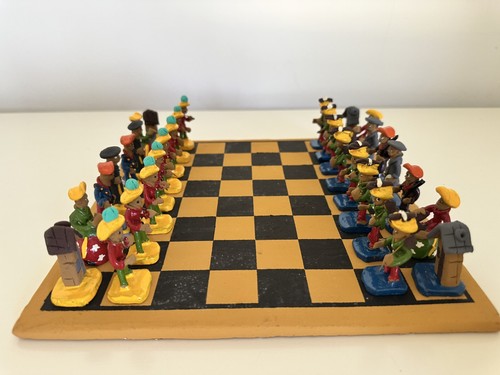 Schachspiel mit ton figuren - schachspiel,