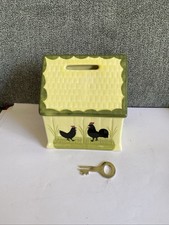 Vintage Spardose *Hahn und Henne* Zeller Fayencerie Keramik, H 10cm, Rar