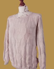 Handmade✨Damen BW Strickpulli Pullover Gr.42 rosa Muster