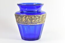 Art Deco Moser Glas Vase Blau Amazonen Goldfries Karlsbad signiert