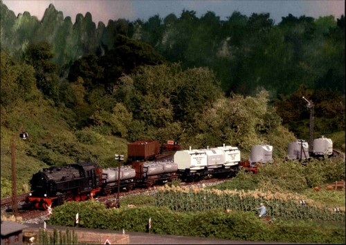 Modelleisenbahn postkarte - modelleisenbahn,