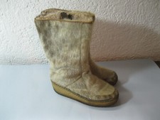 Vintage warme alte Fellstiefel Echtfell außen, Lammfell innen Keilabsatz 6 1/2