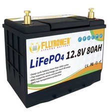 FLYPOWER Lithium Batterie 12V 80Ah LiFePO4 Akku Solarbatterie Wohnmobil Solar