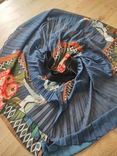 Desigual Rock Plissee Blau. mit Muster Größe 46 Traumhaft Schwingend Leicht