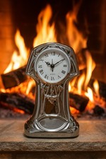 Elegante Standuhr 22 cm Silber – Moderne Quarzuhr mit römischen Ziffern