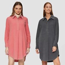 S.OLIVER Damen Blusenkleid kurz Feincord Hemd Kragen Tasche Relaxed Fit langarm 