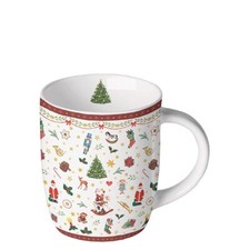 Ambiente Kaffee / Tee Porzellan Tasse  200 ml  Weihnachtstasse Ornamente rot